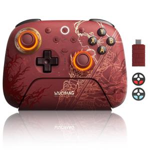 8BitDo Ultimate 2 Wireless Controller with TMR Joysticks for Windows & Android, Gaming Controller with Switchable Hall Effect/Tactile Triggers, RGB Fire Ring, 8Speed Wireless Tech, Charging Dock,WUCHANG: Fallen Feathers-Red