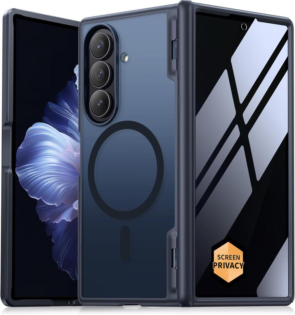 MOBOSI Magnetic for Z Fold 7 Case with Privacy Screen Protector, Samsung Galaxy Z Fold7 Cover[Compatible with Magsafe & Full Body Hinge Protection] Shockproof Phone Cases for zfold 7, Jet Black