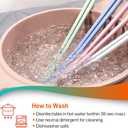 Reusable Long Silicone Cooking Chopsticks with Spoon 12 Inches 2 Pairs Set, Dishwasher Safe, BPA-free Non-Slip, Non-Scratch, Korea Japanese Kitchen Utensils (Pastel Grey 2 Set)