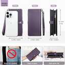 TwoHead Wallet Case Compatible with iPhone 15 Pro,Detachable Magnetic Phone Case,All-Round Protective Leather Phone Case with Card Holder,6.1 in,Deep Purple