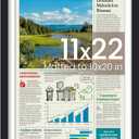 Upsimples 11x22 newspaper frame, Display Pictures 10x20 with Mat or 11x22 Without, Wall Hanging Photo Frame, Black, 1 Pack