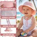 2Pack Baby Sun Hats, Wide Brim Sun Protection Infant Bucket Hat, 0-12M Adjustable Beach Hats for Portable Outdoor Essentials