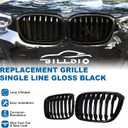 X3 G01 X4 G02 Grille - Black Kidney Grill Compatible With 2018-2021 X3 G01 2019-2021 X4 G02ABS Single Slat Gloss Black