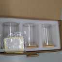 INIUNIK 3 Pack Qtip Holder Dispenser - Glass Apothecary Jars with Lids, Cotton Ball Pad Swab Round Holder, Bamboo Bathroom Accessories, Bathroom Organizers Containers Jars Canisters with Lids