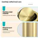 4 Gallon Gold Bathroom Trash Can with Lid, Metal Brushed Waste Basket, Modern Garbage Can for Bedroom Powder Room Hotel Living Room Office Home (Gold)