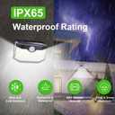 HMCITY 120 LED Outdoor Solar Lights with Motion Sensor and 3 Lighting Modes, IP65 Waterproof Wide Solar Wall Lights Ideal for Garden Patio Yard (Front Button 6Packs, Black Shell-Daylight White)