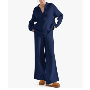 SUUKSESS Women 2 piece Fall outfits Matching Lounge Set Waffle Knit Sweater sets
(S)
