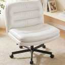 COMHOMA Criss Cross Office Chair Armless Vanity Chair with Comfy Seat, Oversized