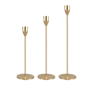 Candlestick Holders Taper Candle Holders, Candle Stick Holders Kit Decorative Candlestick Holder Set of 3 for Wedding Party Dinning Table Centerpiece Home Decoration (Gold)