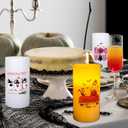 Whaline Halloween LED Flameless Candles Pink Ghost Pumpkin Warm Light Battery Operated Pillar Candles Electric Flickering Candles for Halloween Party Home Decor, Set of 3