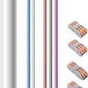 FUJIBONNY 32" Ceiling Fan Downrod, 【1" Outside Diameter】Matte White Extension Downrod Including 5 Extension Wires and 4 Wiring Clips(No Threads)