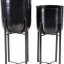 CosmoLiving by Cosmopolitan Metal Indoor Outdoor Planter Dome Large Planter Pot with Removable Stand, Set of 1 Planters 19", 22"H, Black