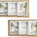 2-Pack 4x6 Rotating Photo Frame Rustic Wooden Picture Frames, Double Side-Display 6 Photos, Floating Photo Frame Family Frame for Tabletop Display (NATURAL WOOD)