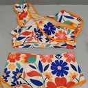 Herseas Women's Bikini Sets High Neck Tropical Leaf Print High Waisted Two Pieces Swimsuits Bathing Suits (Large)