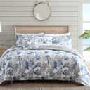 Tommy Bahama - Queen Comforter Set, Cotton Reversible Bedding with Matching Shams & Bedskirt, Super Soft Bedding Set (Raw Coast Blue, Queen)