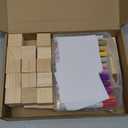 Qilery 75 Pcs Baby Shower Games Sign Kit Including Decorate a Block Game Sign 50 DIY Blank Wooden Block 24 Acrylic Paint Marker Baby Shower Prize for Winners Gender Reveal, Bear(Khaki)