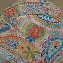 Set of 2 Outdoor 18 inch Round Patio Dining Chair Pads  Comfortable Fiber-Filled Seat Cushions with Ties, Reversible Polyester Fabric - Jamboree Paisley