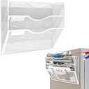 3-Tier Magnetic File Holder, No Drilling Installation File Cabinet Organizer, White Magnetic File Organizer, Magazine Rack, Magnetic Paper Holder for Refrigerator, File Cabinets,White