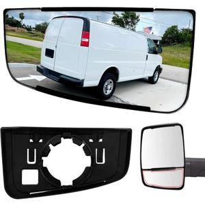 Compatible with Chevy Express/GMC Savana 2500 3500 2003-2017, Chevrolet Express 1500/Savana 1500 2003-2014, Lower Driver Left Side Mirror Glass, Convex Rear View Mirror with Backing Plate