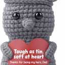 Sentimental Gift for Dad from Daughter or Son, Crochet Tin Man Plush with Tough as tin, Soft at Heart Card - Handmade Keepsake for Father's Day, Birthday, Christmas - My Hero Amigurumi Toy