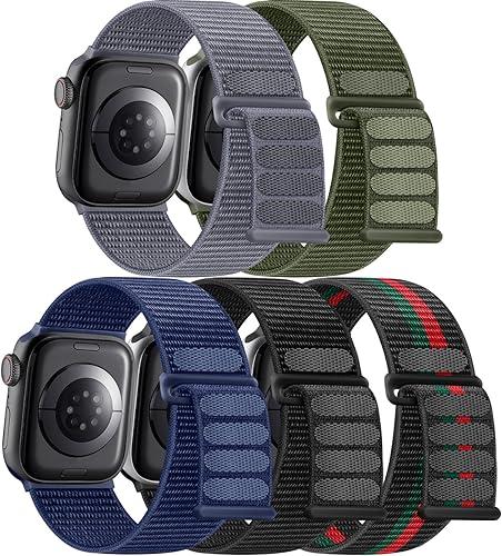 Maledan Bands Compatible with Apple Watch Band 42mm 44mm 45mm 49mm 38mm 40mm 41mm Men Women, Sport Loop Strap Bracelet Replacement Wristband for Apple iWatch Series 11 10 9 8 7 6 5 4 3 SE Ultra 2 (Black/ Stripes/ Blue Gray/ Dark Green/ Navy Blue)