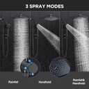 Veken 11.8" Rain Shower Head with Handheld, High Pressure Handheld Shower Heads with Multi Spray Modes, Rainfall Combo with 15" Metal Extension Arm,Detachable Dual Shower, Long 6 ft. Hose,Matte Black