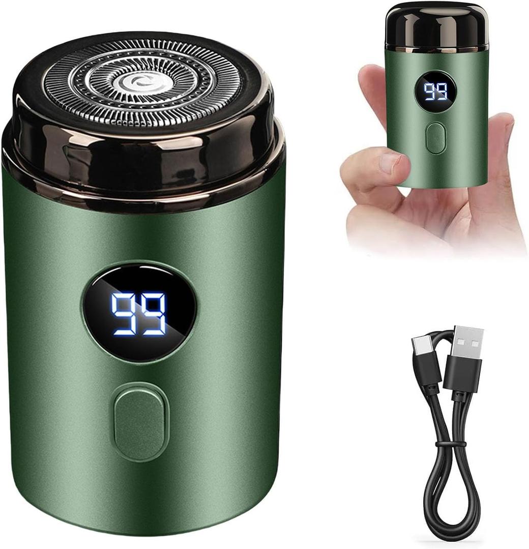 Mini Portable Electric Shaver, 2025 New Upgrade Electric Shavers for Men, USB Rechargeable Waterproof Mini Shaver, Pocket Size Powerful Electrics Razor for Travel Office Business Trip (Green)