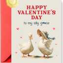 2 x Funny Valentines Day Card for Him Her, Cute Goose Lovers Happy Valentine's Day Card with Envelope & Sticker (5x7 IN, 1 Set) (Red)