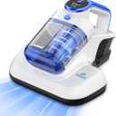 Bed Vacuum Cleaner -Cordless Mattress Vacuum Cleaner with 253.7nm UV-C Light & 16 Kpa Strong Suction.HEPA Filter,Widened Suction Port, Low Noise,Suitable for Dust, Pet Hair, Etc (Blue)