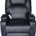 Black Massage Recliner Sofa Leather Vibrating Heated Chair Lounge Executive w/Control