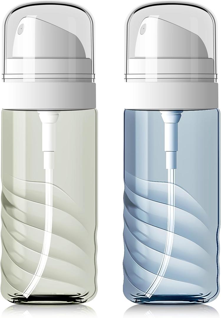 2 Pack 60ML Small Spray Bottle, Portable Refillable Travel Spray Bottle for Hair, Cleaning, Beauty, Fine Mist, Leak Proof, Lt. Blue and Lt. Green