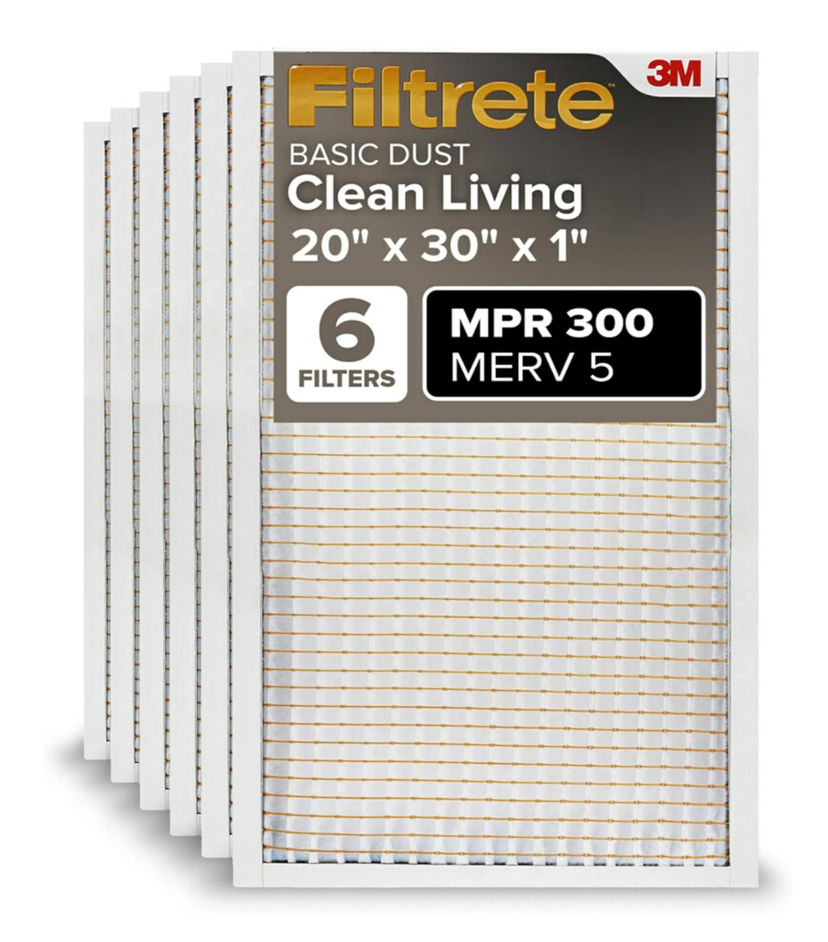 6-Pack 3M Filtrete 20x30x1 AC Furnace Air Filter MERV 5 MPR 300