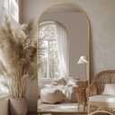 Full Length Mirror, 76"x34" Oversized Arched Mirror Large Standing Mirrors, Tall Mirrors Body Floor Mirror for Bedroom Living Room Aluminum Frame,Gold