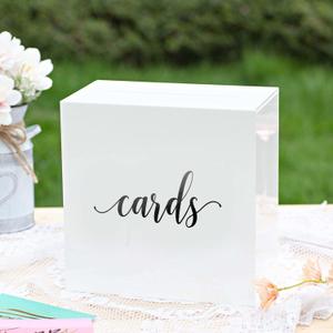 UNIQOOO Elegant White Acrylic Wedding Card Box, Large 10x10x5.5 inch | Wedding Receptions Wishing Well Money Box, Birthdays, Memory Box