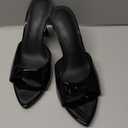 Coutgo Womens Heeled Mules Pointed Peep Toe High Heels Slip On Backless Mule Sandals Dress Shoes, 7.5