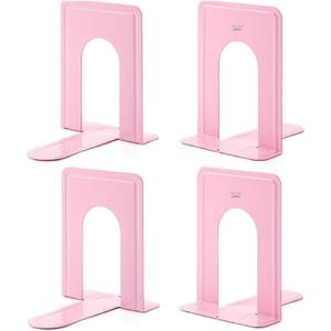 Mr. Pen- Book Ends, 4 Pack, Light Pink, Heavy Duty Metal Bookends for Shelves, Book Holders for Shelves, Metal Bookends