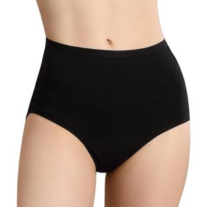 Womens Incontinence Underwear Absorbency 2.0 oz Leak Proof Washable Bladder Control Briefs Postpartum Protective Panties Odor Control Cotton Comfort 1 Pack (Black, 2XL)