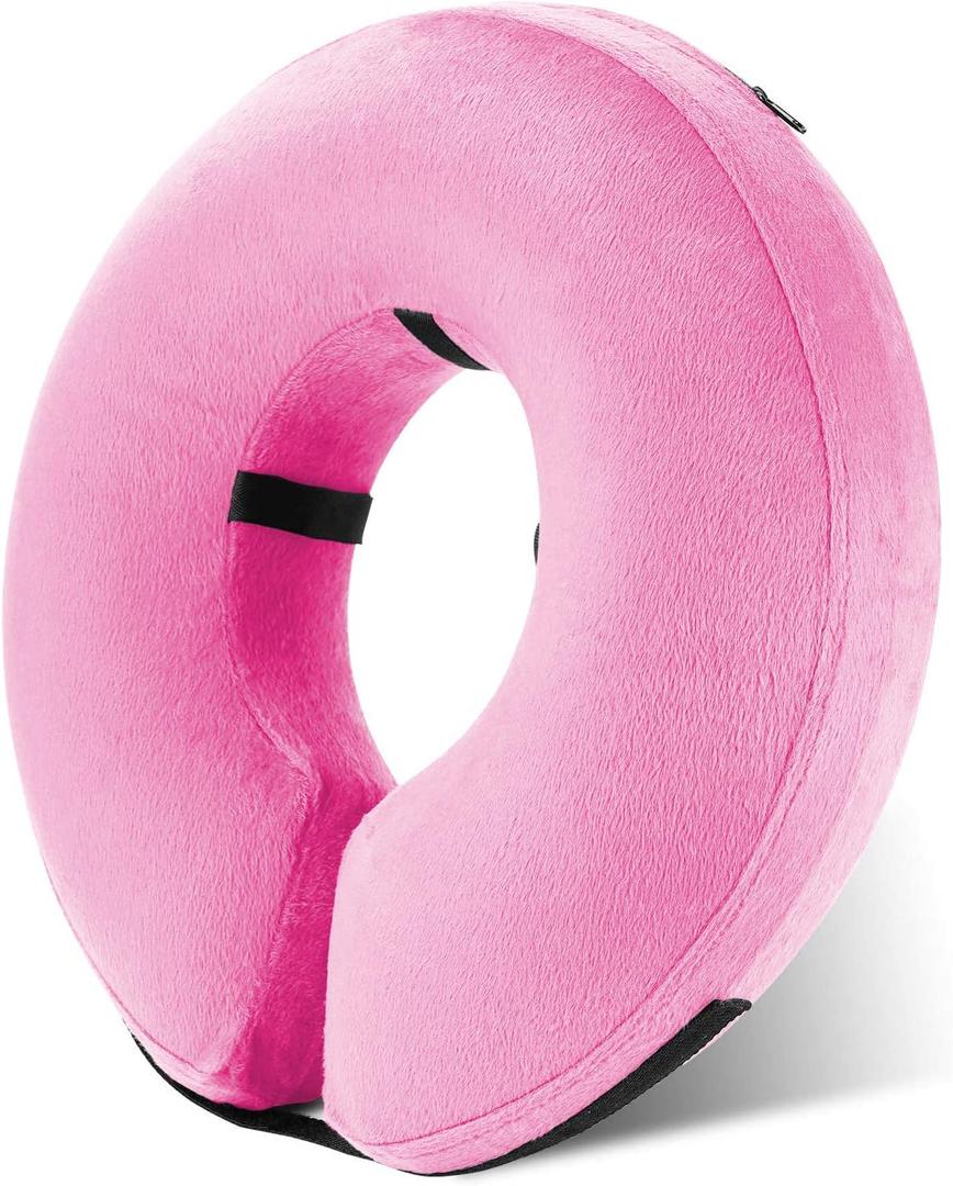 Katoggy Inflatable Dog Collar, Soft E-Collars for Dogs After Surgery, Adjustable Blow up Donut Dog Cone Collar for Small/Medium/Large Dogs and Cats (Large (Neck: 15"-18"), Pink)
