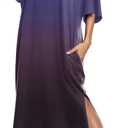 Ekouaer Women's Nightgown Short Sleeve Sleepshirt Long Loungewear Casual Maxi Lounge Dress House Dresses with Pockets (Medium)