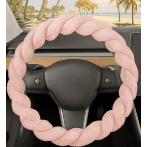 TWISTED PLUSH FAUX FUR STEERING WHEEL COVER (STANDARD 14.5" - 15.5")