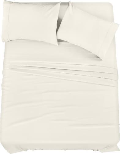 Utopia Bedding Queen Sheet Set – 4 Piece Bed Sheets for Queen Size Bed, Soft and Breathable Microfiber, Includes 1 Fitted Sheet, 1 Flat Sheet and 1 Pillowcases (Ivory)