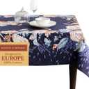 Maison d' Hermine Table Cloth Rectangle Table 100% Cotton 70 x 90 Inches Fall Tablecloth Reusable Everyday Use for Thanksgiving Christmas Decorations Dining Farmhouse Party (Pumpkin Blues)