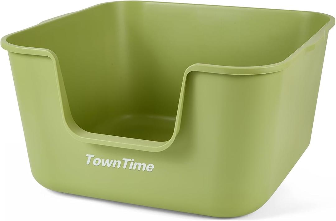 Extra Large Litter Box with High Sides 23.03" Lx22.75 Wx11.73 H,Anti-Splashing Kitty Litter Box,Tool-Free Assembly,Multi Cat Litter Box,Jumbo Litter Box (Green)