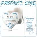 Funtery First Communion Gifts for Girls Ceramic Jewelry Keepsake Box with a Pray Card 1st Holy Communion Gifts for Girls Boys(Heart,Blue)