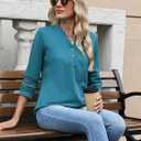 CiCiBird Womens 3/4 Sleeve Blouses Casual Button V Neck Shirt 2025 Trendy Tops (XL)