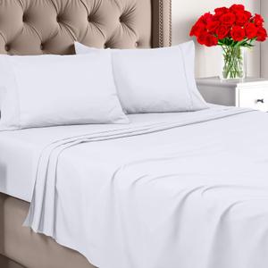 Utopia Bedding Full Sheet Set - Brushed Microfiber - Soft Bed Sheets for Full Size Bed - Includes 1 Fitted, 1 Flat, & 2 Pillow Cases - Deep Pocket (White)