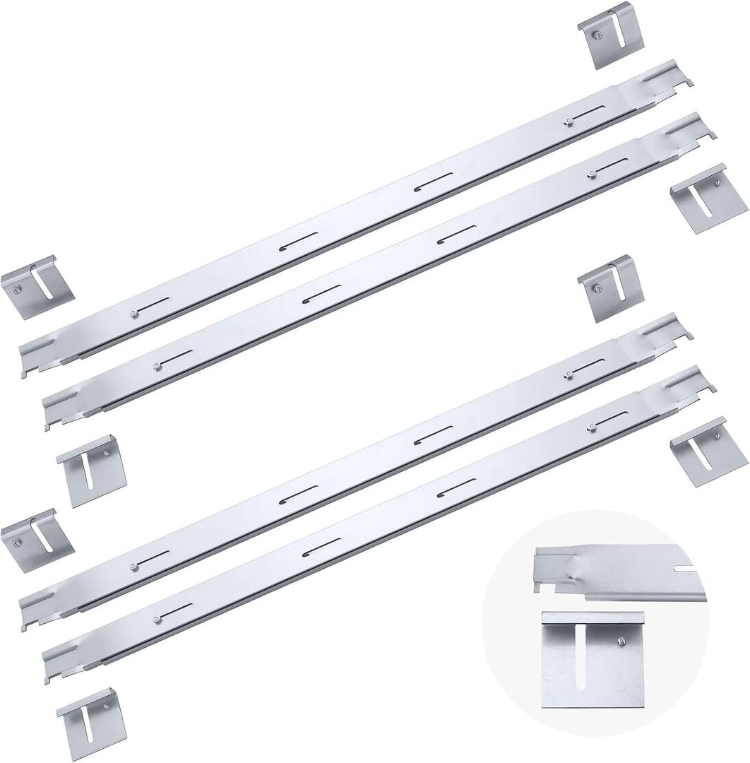 GlikCeil 4 Pcs File Cabinet Rails Adjustable Files Drawer Rails Metal File Cabinet Dividers 26'' to 40.5'' Adjustable Filing Cabinets Rail for Folders Storage (Silver)