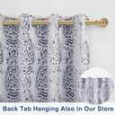 84 Inch Length Navy Blue Pattern Curtains for Living Room 2 Panel Set Grommet Damask Medallion Print Textured Grey Cream White Jacquard 50% Blackout Darkening Window Curtain Drapes for Bedroom