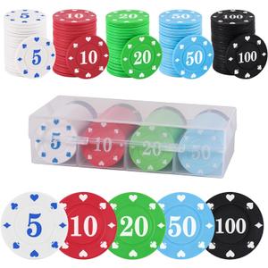 Plastic Poker Chips Set with Storage Box for Blackjack, Texas Hold'em, Night Poker Games