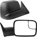 YITAMOTOR Towing Mirrors Compatible with 1994-1997 Dodge Ram 1500 2500 3500 Truck, Power Adjustable Glass with Support Bracket Flip-Up Tow Mirrors Black